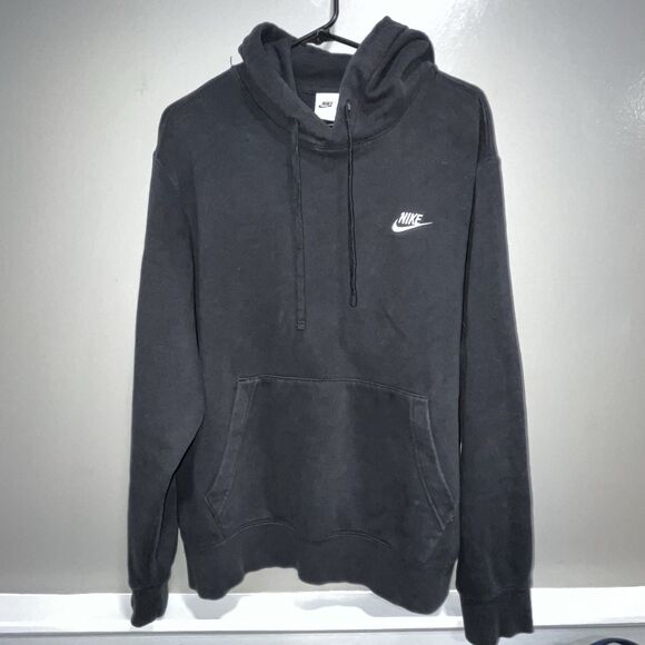 Nike Hoodie Mens Large Sweatshirt Pullover Black Athleisure Streetwear Swoosh - Picture 1 of 11